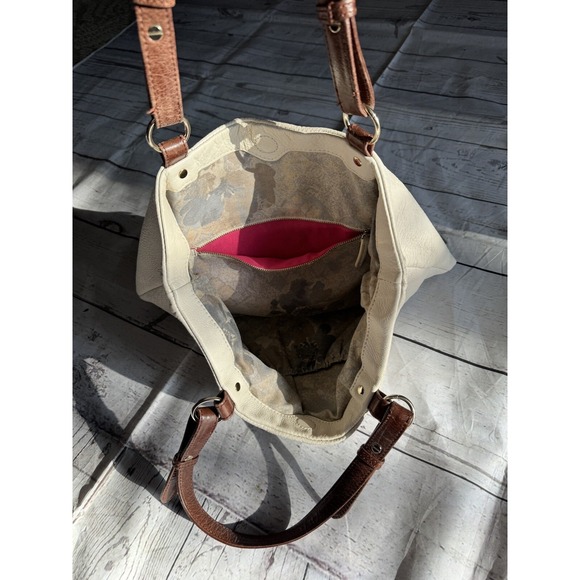 ELLIOTT LUCCA BIG WHITE PEBBLED LEATHER BAG WITH GOLD BEAUTIFUL CONDITION - Picture 7 of 9